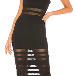 Strapless Midi Black Mesh Dress